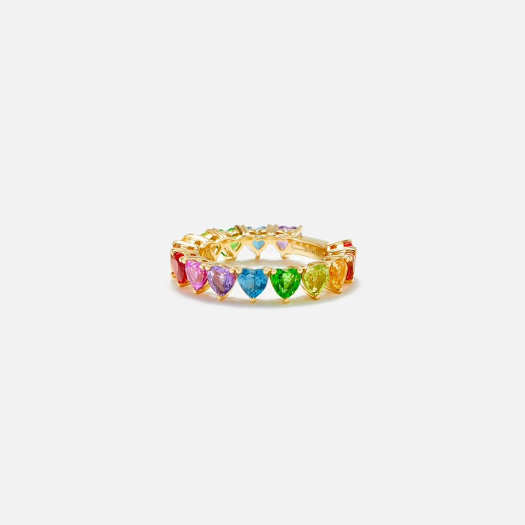 Yvonne Leon Multi Heart Ring - Yellow Gold / Rainbow
