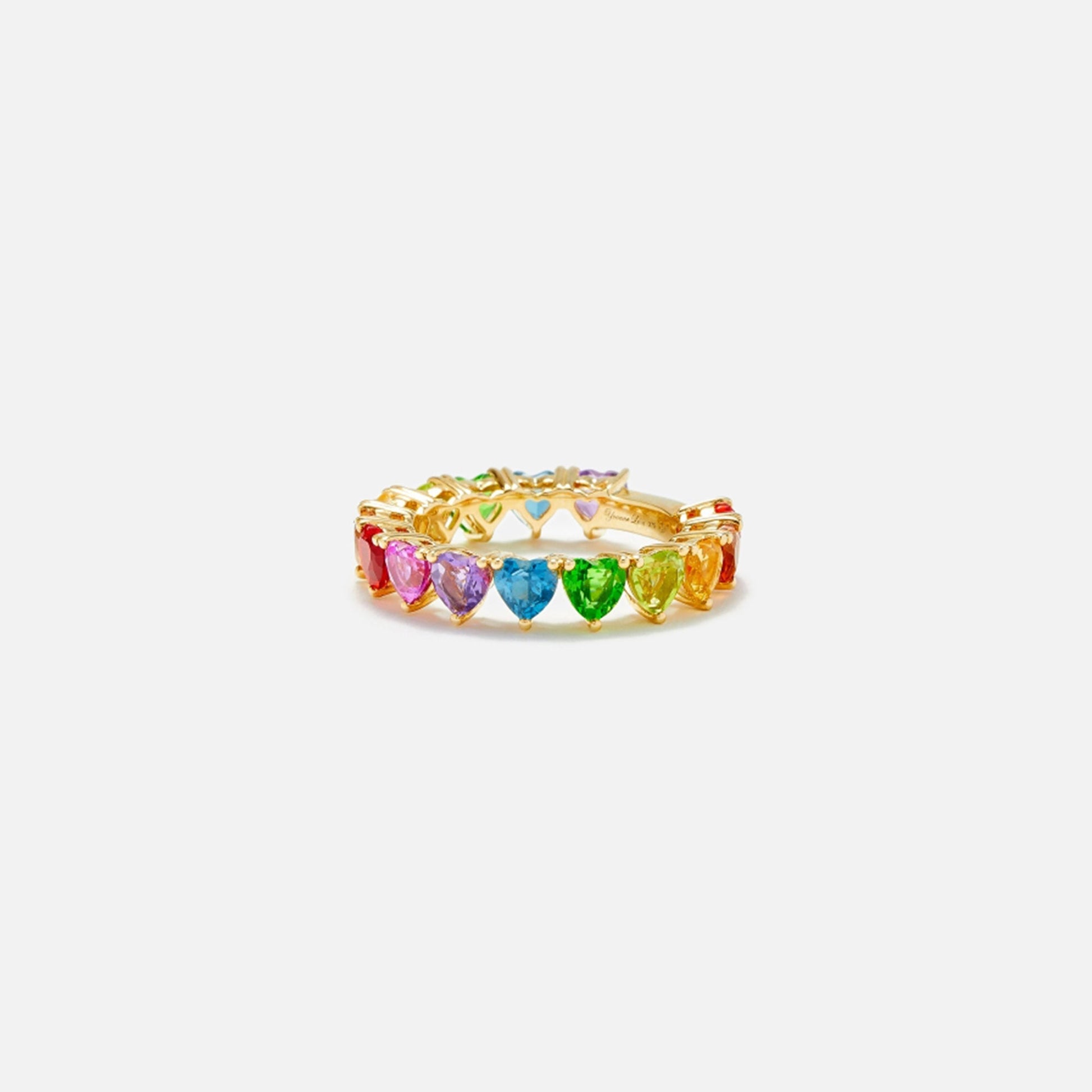 Yvonne Leon Multi Heart Ring - Yellow Gold / Rainbow