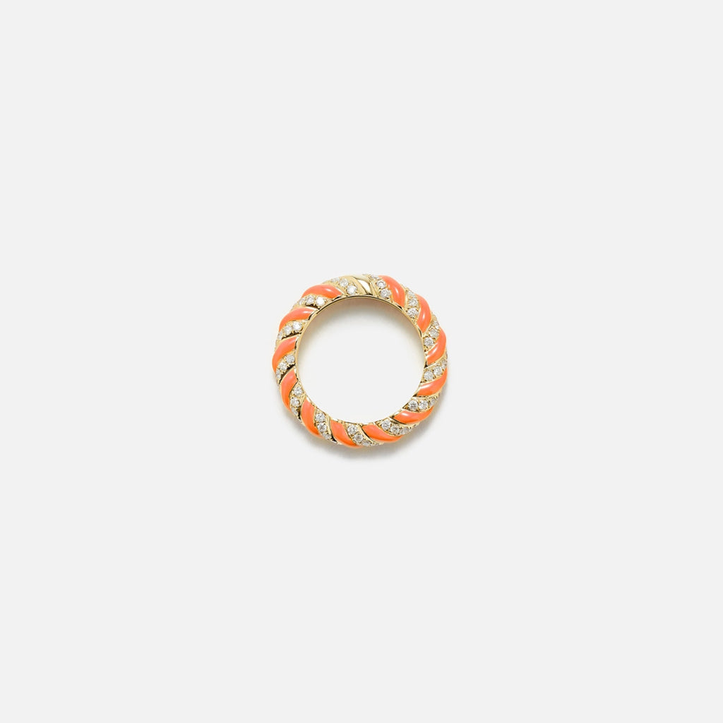 Yvonne Leon Diamond Torsade Twist Ring - Yellow Gold / Orange