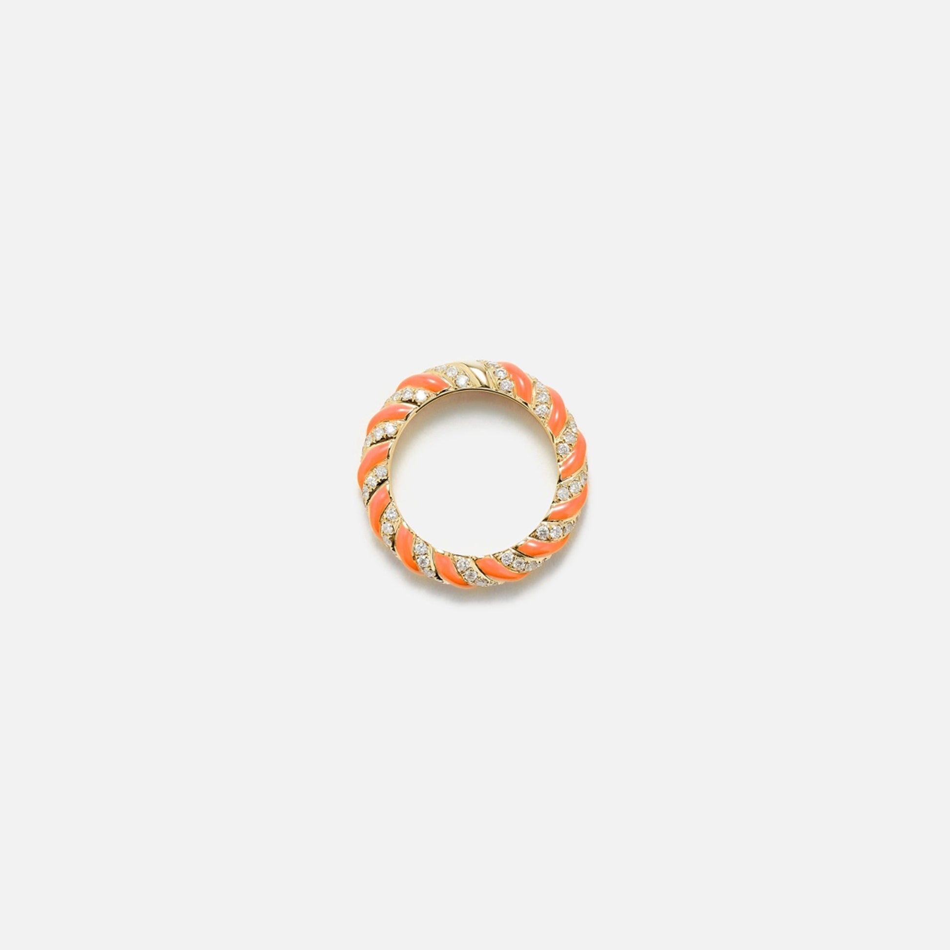 Yvonne Leon Diamond Torsade Twist Ring - Yellow Gold / Orange