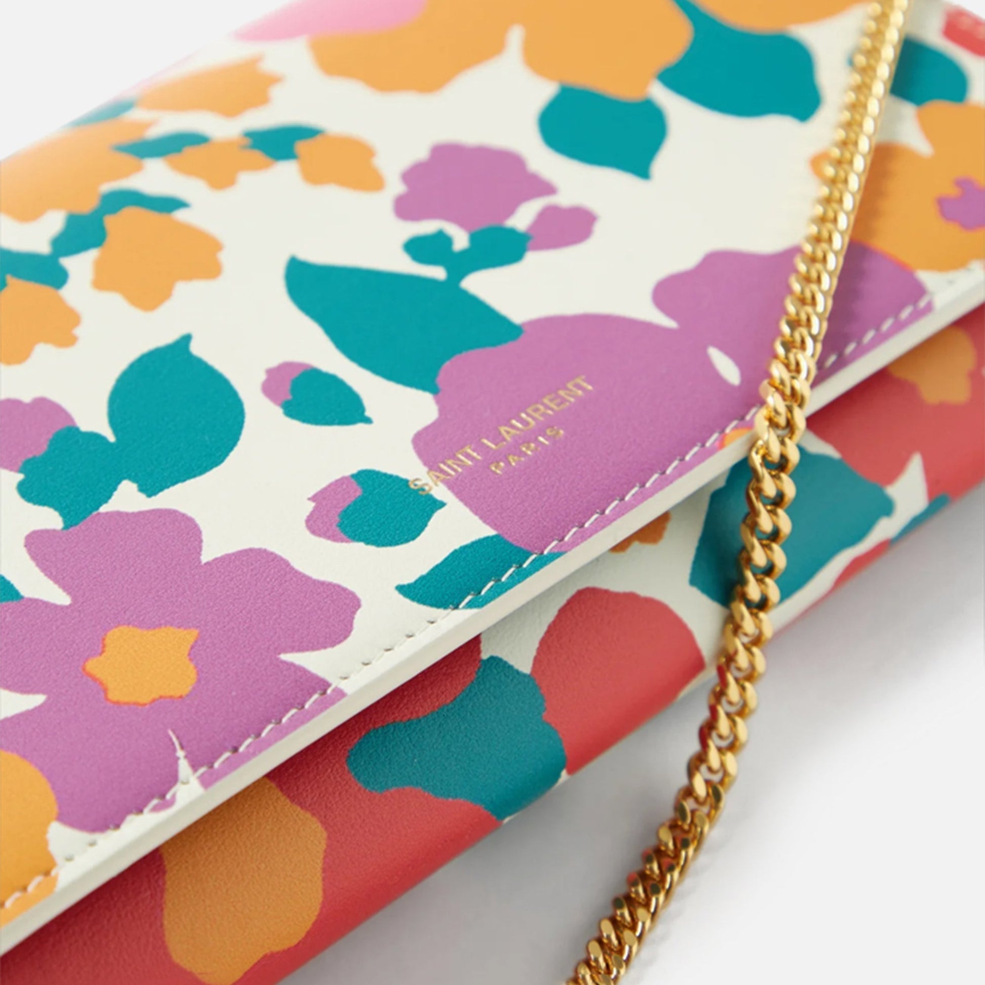 Saint Laurent Wallet on Chain Floral Print - Multicolored