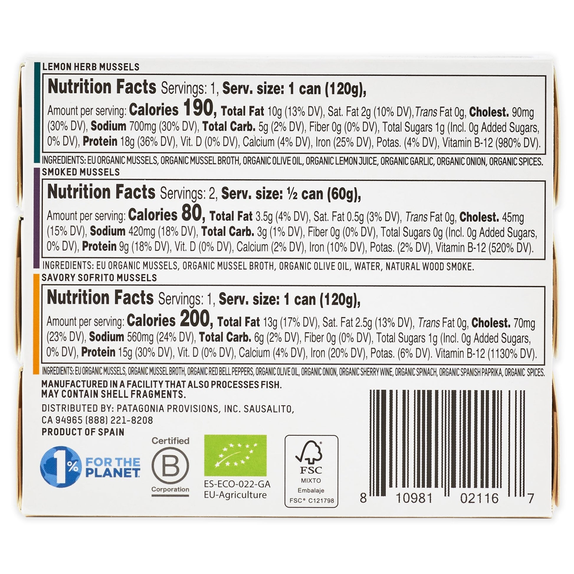 Mussels Variety - 3 Pack