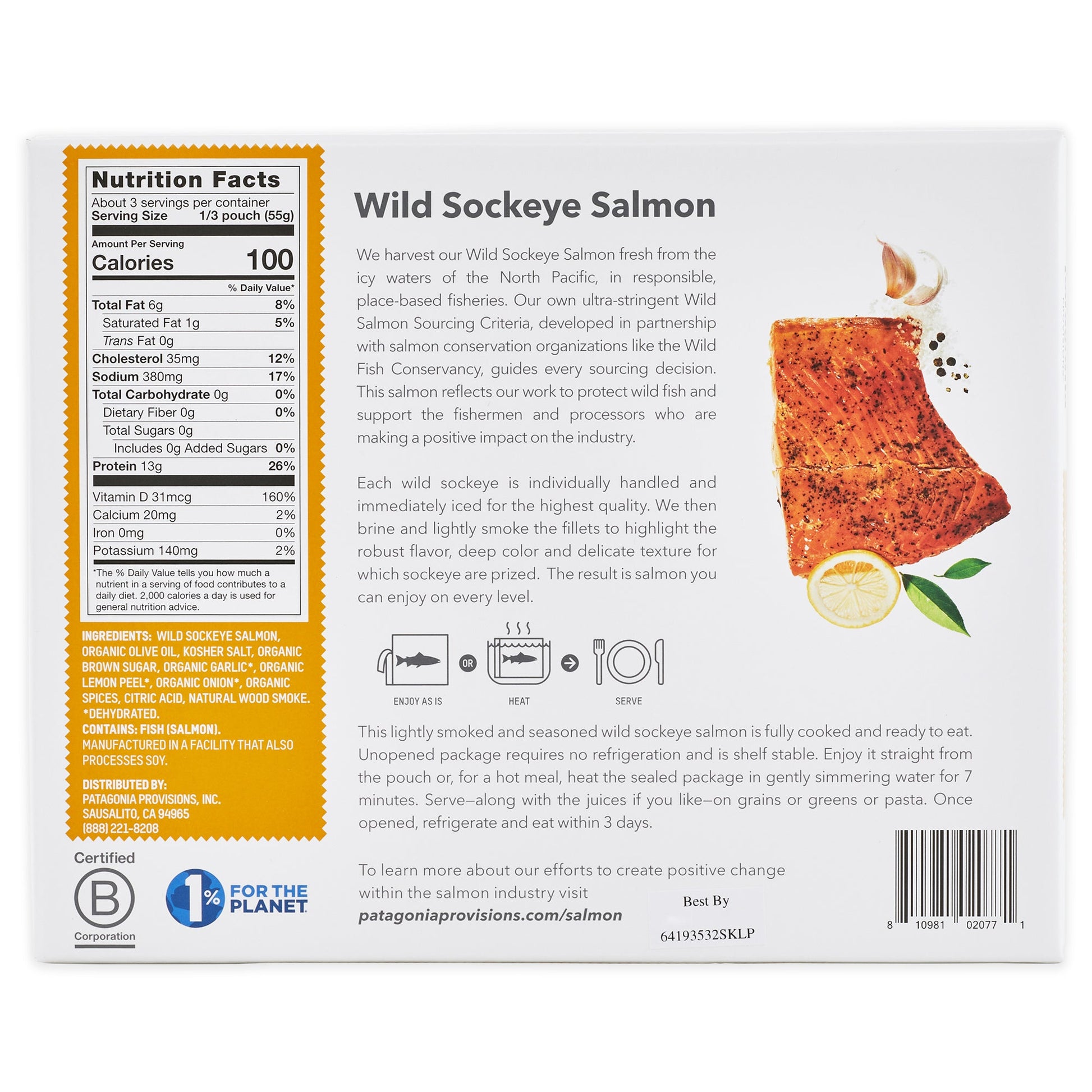Wild Sockeye Salmon, Lemon Pepper