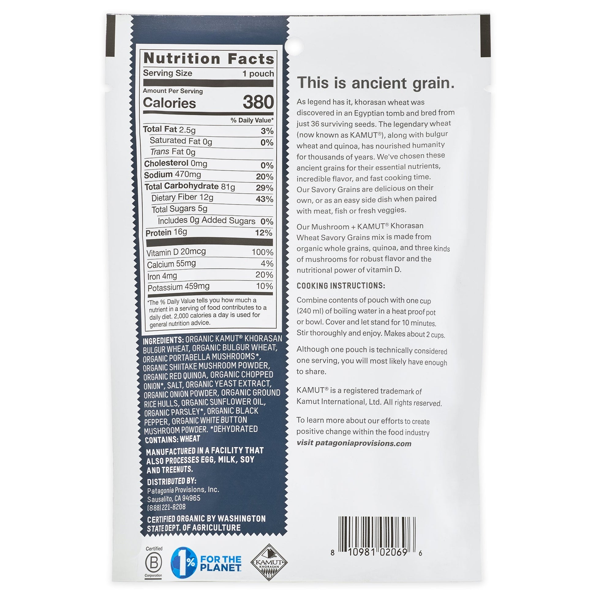 Organic Mushroom + KAMUT® Khorasan Wheat Savory Grains