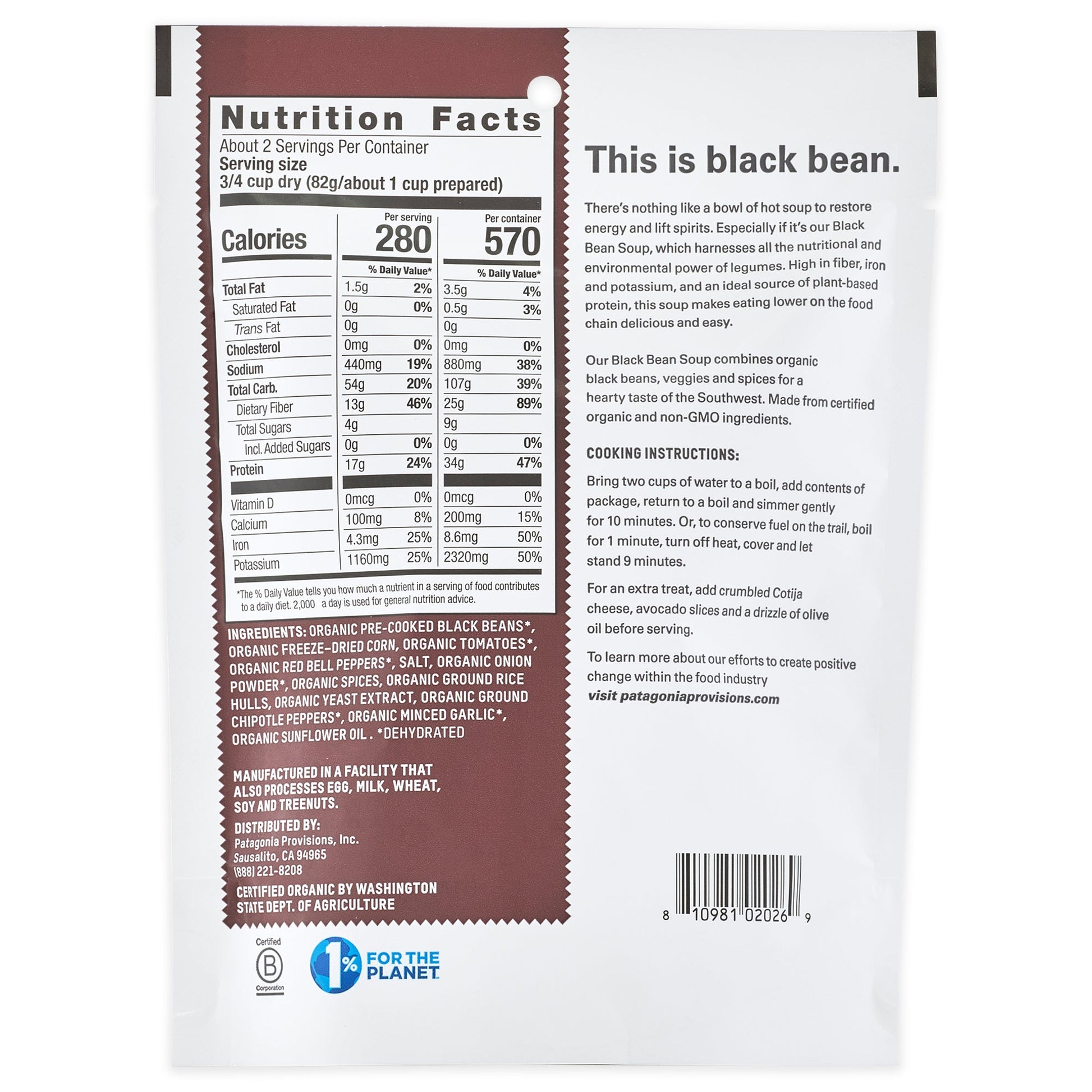 Organic Black Bean Soup