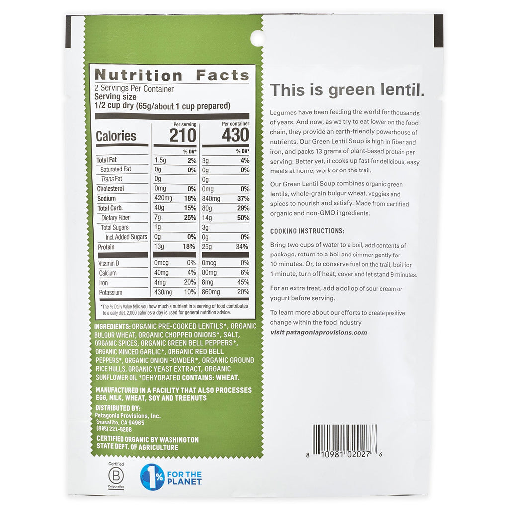 Organic Green Lentil Soup