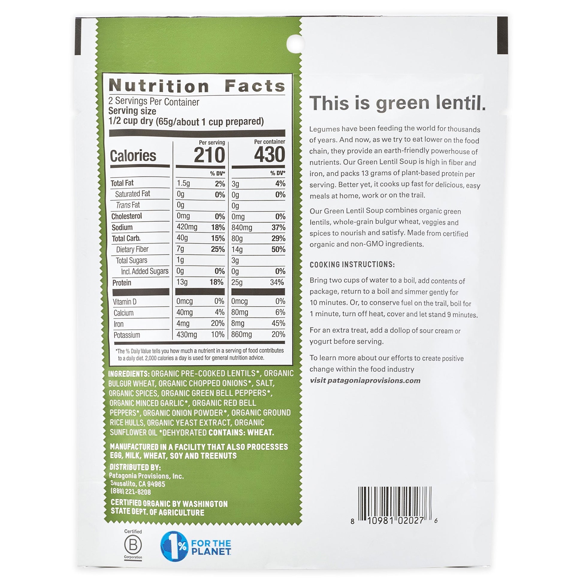 Organic Green Lentil Soup